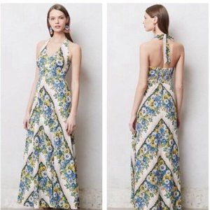 NWT Anthropologie Soraya Halter Floral Maxi Dress US 10